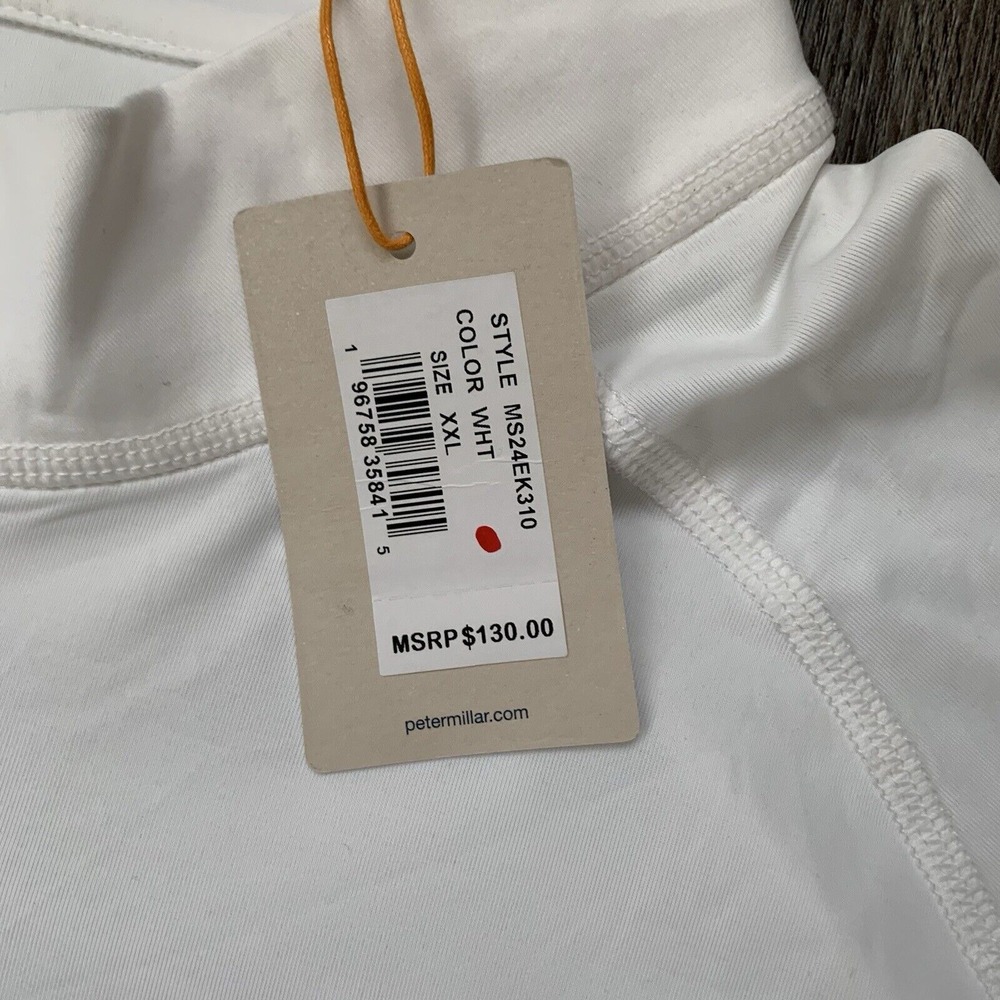 NEW Peter Millar  Crown Sport‎ Perth Performance White 2XL 1/4 Zip Mock Collar - Picture 3 of 9